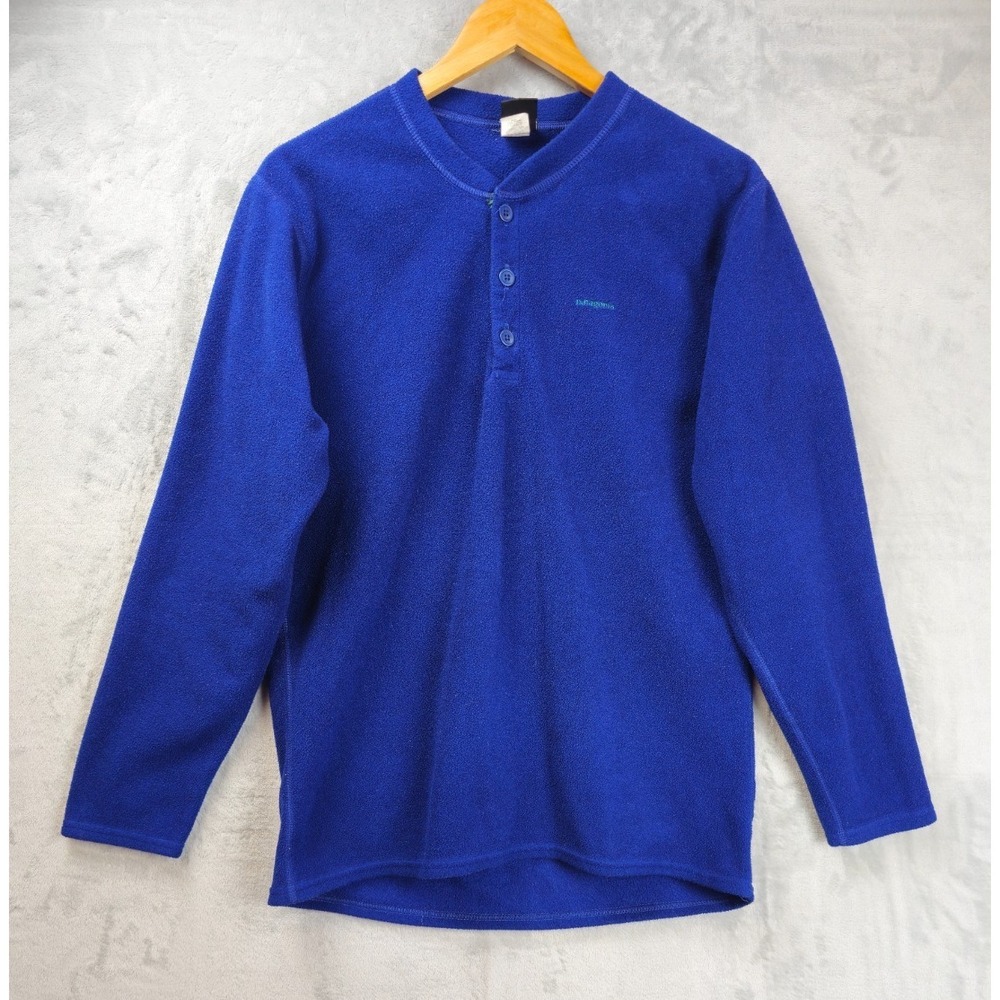 Vintage Patagonia Capilene Fleece Henley Shirt Made in USA Size Medium Blue